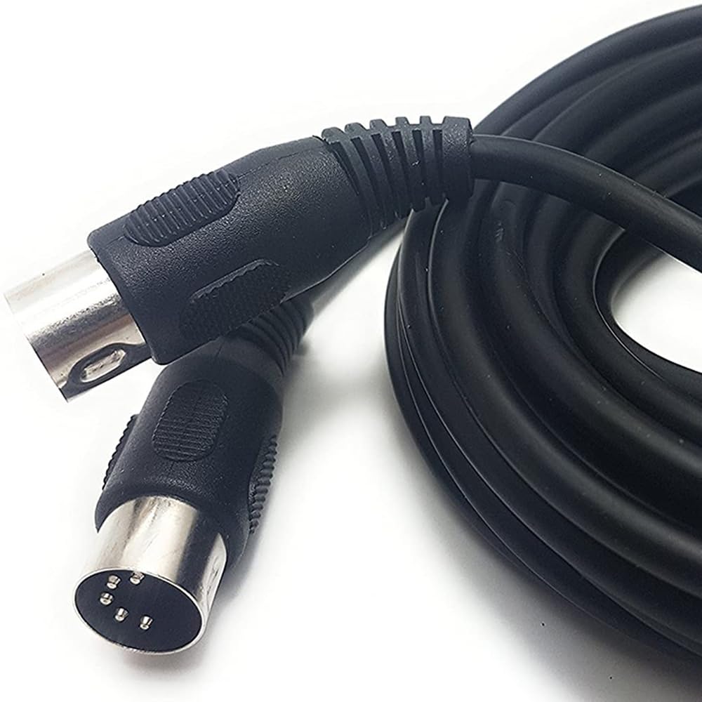 Kellards MID-P10T Pro 5 Pin Din Male-To-Female Round MIDI Cable, 10 Feet, Black (Used)