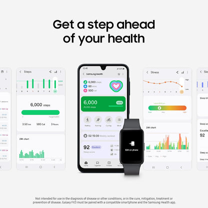 SAMSUNG Galaxy Fit3 Fitness Tracker for Android w/ 13Day Battery Life, Dark Gray (Used)