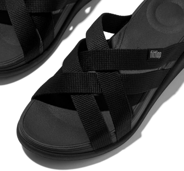FitFlop F-Mode Go Webbing Flatform Slides Sandal for Women, Synthetic Rubber (Used)