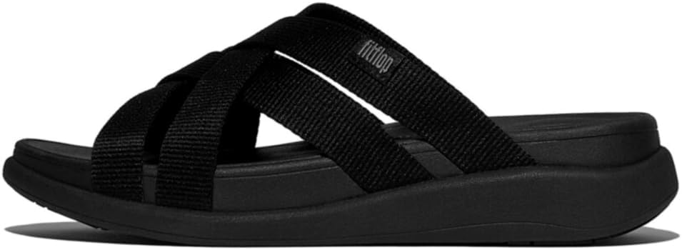 FitFlop F-Mode Go Webbing Flatform Slides Sandal for Women, Synthetic Rubber (Used)