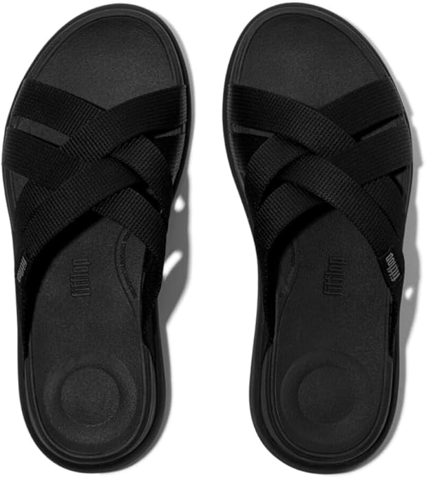 FitFlop F-Mode Go Webbing Flatform Slides Sandal for Women, Synthetic Rubber (Used)