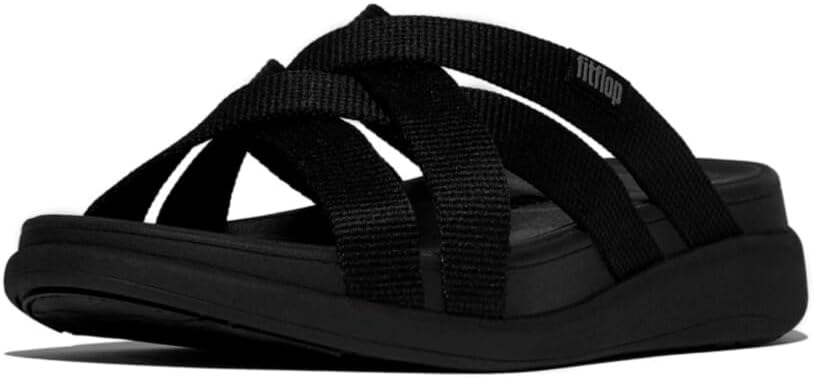 FitFlop F-Mode Go Webbing Flatform Slides Sandal for Women, Synthetic Rubber (Used)