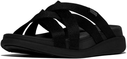FitFlop F-Mode Go Webbing Flatform Slides Sandal for Women, Synthetic Rubber (Used)