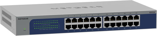Netgear 24-Ports Rj45 Gigabit Ethernet Unmanaged Network Switch, 24 Gbps - Gray (Used)