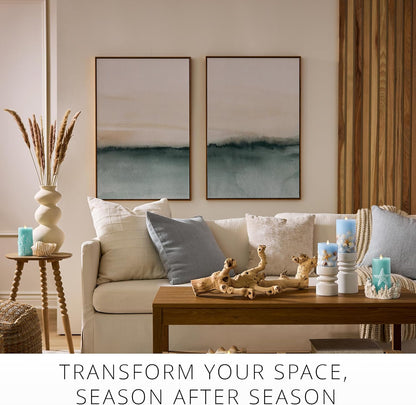 Luminara Embossed Coral Flameless Indoor LED Candle, 3"x6.5", Chambray (Like New)