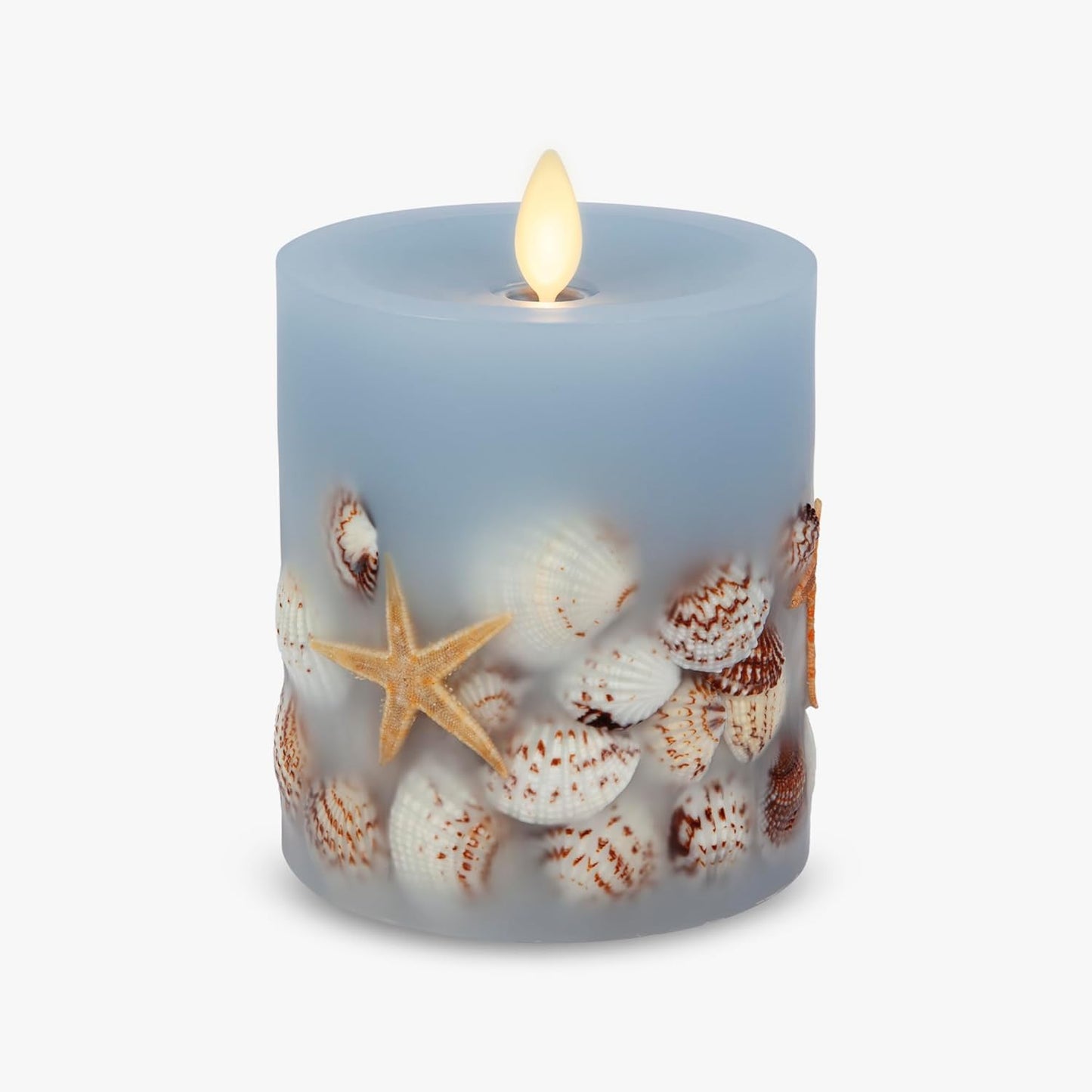 Luminara Flameless Soft Embedded Seashell Moving Flame Candle, Battery Operated (Like New)