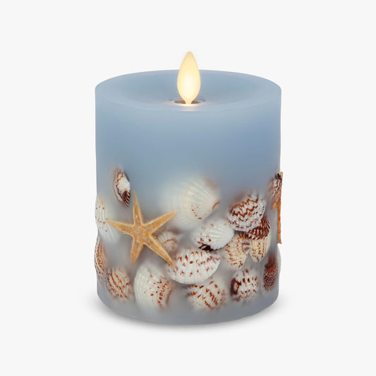 Luminara Flameless Soft Embedded Seashell Moving Flame Candle, Battery Operated (Like New)