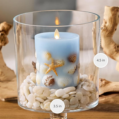 Luminara Flameless Soft Embedded Seashell Moving Flame Candle, Battery Operated (Like New)