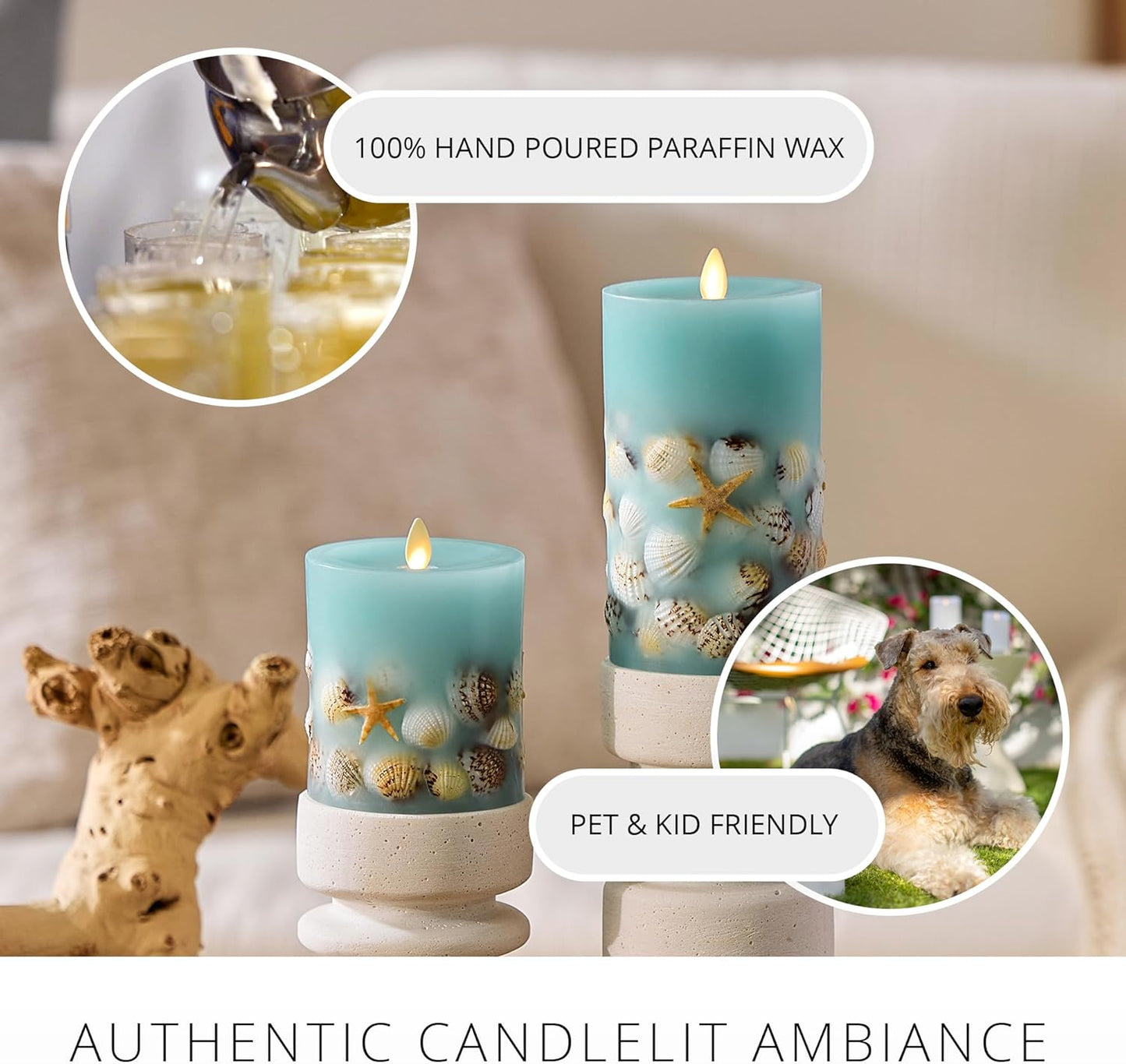 Luminara Flameless Real Wax Moving Flame Pillar LED Candle for Decor - 3 Volts (Used)