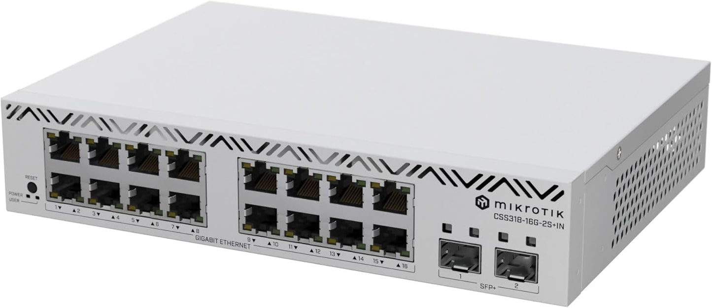 MikroTik CSS318-16G-2S+IN Managed Network Switch,16 Gigabit Ethernet Ports, 240V (Used, No Retail Box)