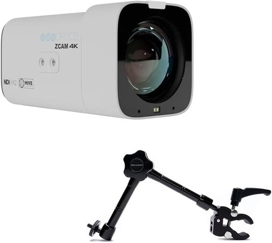 PTZOptics Studio 4K Camera 12x Zoom Bundle w/ LCD Monitor & Clamp Mount - White (Like New)