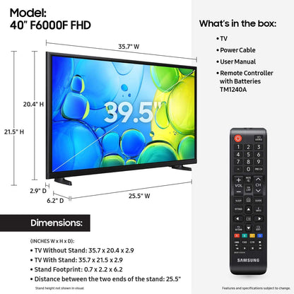 Samsung 40" Class Full HD F6000 Wi-F and Bluetooth Smart TV with Knox Security (New)