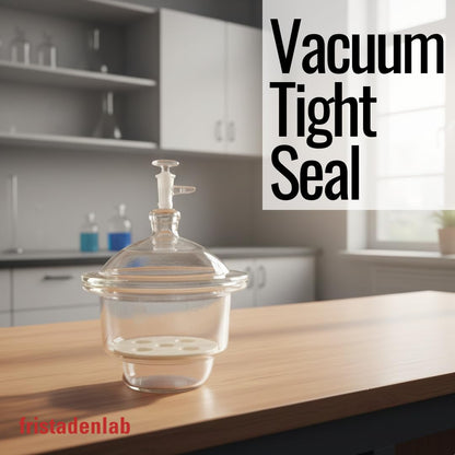 Fristaden Lab 240mm  Vacuum Glass Desiccator Borosilicate w/ Knob Cover & Plate (Used, No Retail Box)