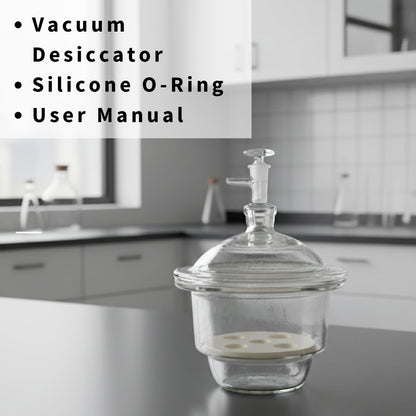 Fristaden Lab 240mm  Vacuum Glass Desiccator Borosilicate w/ Knob Cover & Plate (Used, No Retail Box)