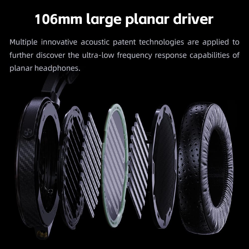 FiiO FT7 Headphones Open-Back Planar 106mm Planar Magnetic Monitor Earphone Gold (Like New)