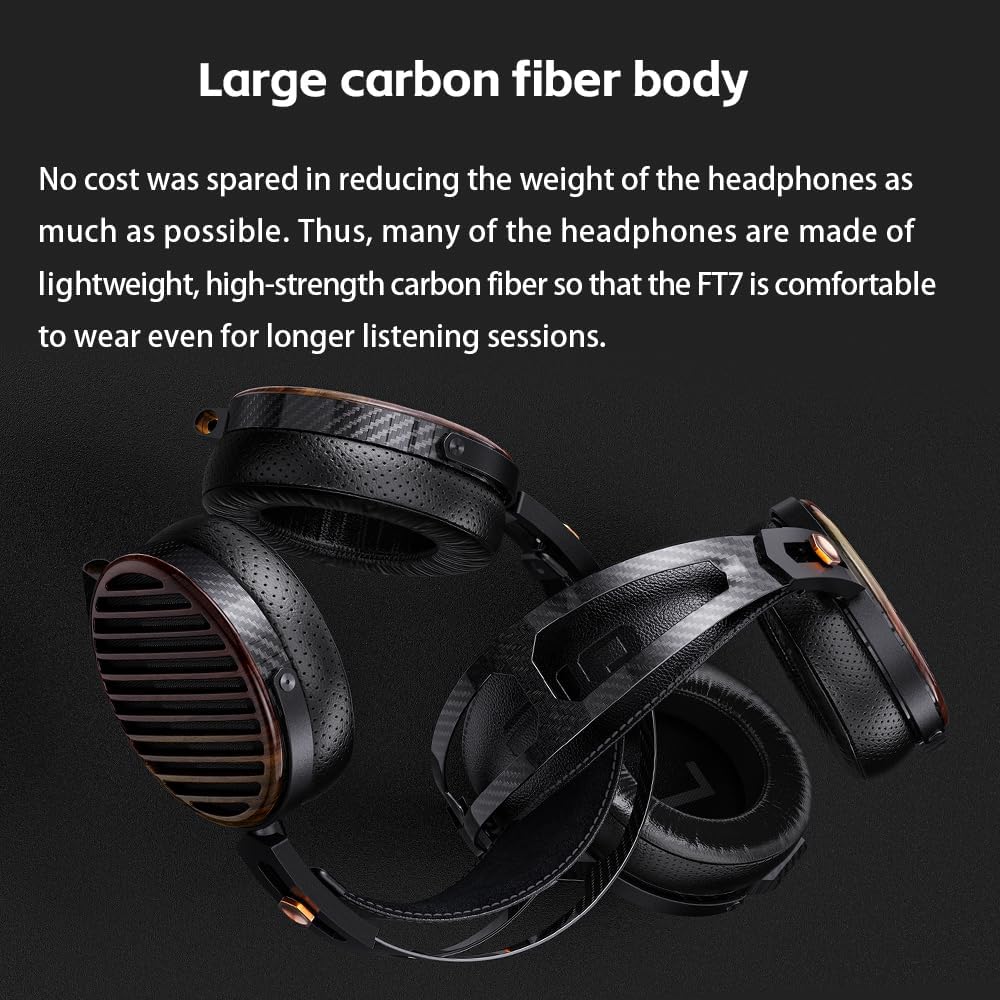 FiiO FT7 Headphones Open-Back Planar 106mm Planar Magnetic Monitor Earphone Gold (Like New)