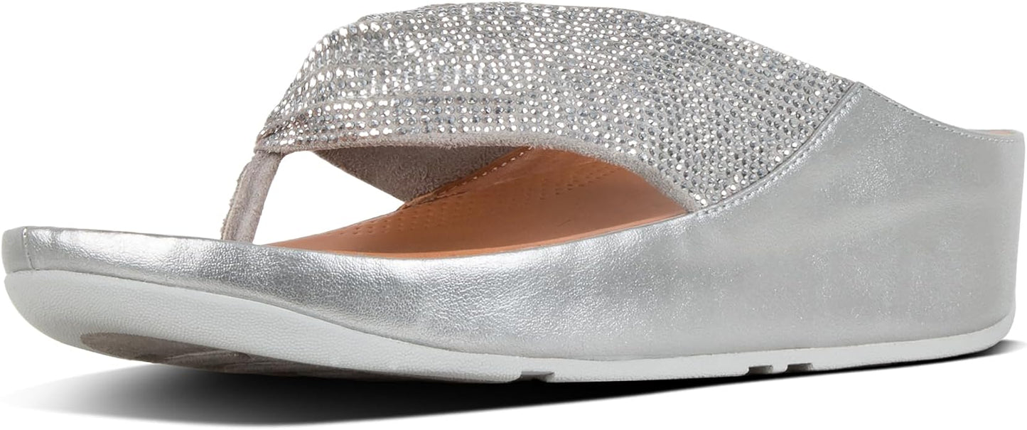 FitFlop Twiss Crystal Toe-Post Lightly Padded Casual or Dressy Sandal for Women (Used)