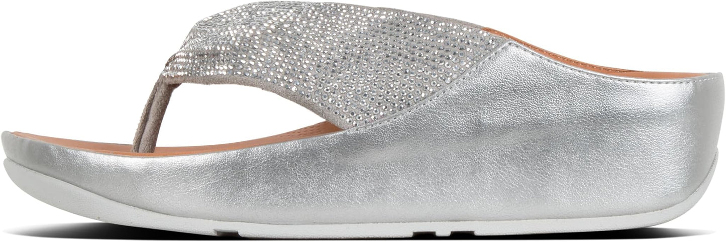 FitFlop Twiss Crystal Toe-Post Lightly Padded Casual or Dressy Sandal for Women (Used)