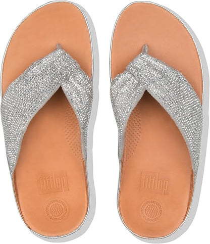 FitFlop Twiss Crystal Toe-Post Lightly Padded Casual or Dressy Sandal for Women (Used)