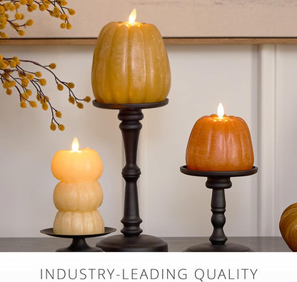Luminara Tall Pumpkin Figural Flameless LED Candle, 4.9" x 6" - Harvest Gold (Like New)