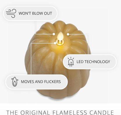 Luminara Tall Pumpkin Figural Flameless LED Candle, 4.9" x 6" - Harvest Gold (Like New)