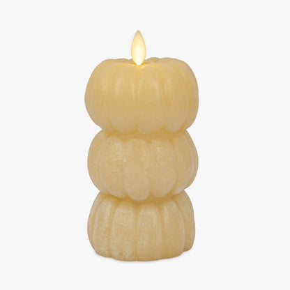 Luminara Flameless Chalky Stacked Pumpkins Figural Candle, 3.1"x6" - Golden Husk (Like New)