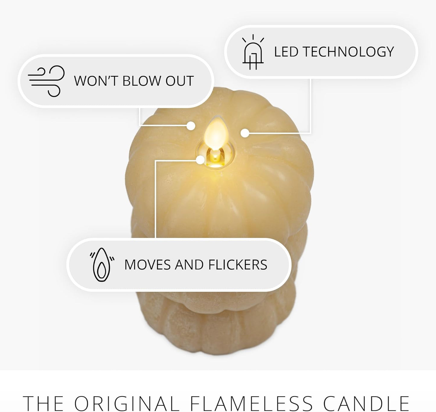 Luminara Flameless Chalky Stacked Pumpkins Figural Candle, 3.1"x6" - Golden Husk (Like New)