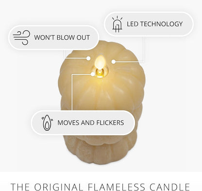 Luminara Flameless Chalky Stacked Pumpkins Figural Candle, 3.1"x6" - Golden Husk (Like New)