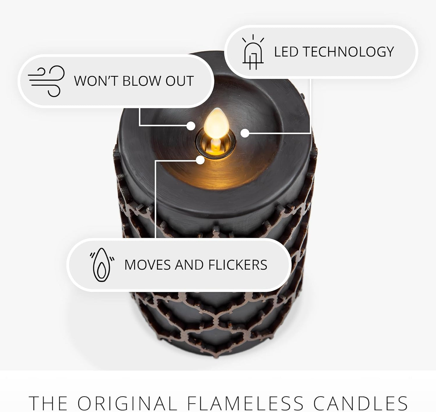 Luminara Flickering Flameless LED Candle for Indoor Home Decor, 3.5"x6.5", Black (Used)