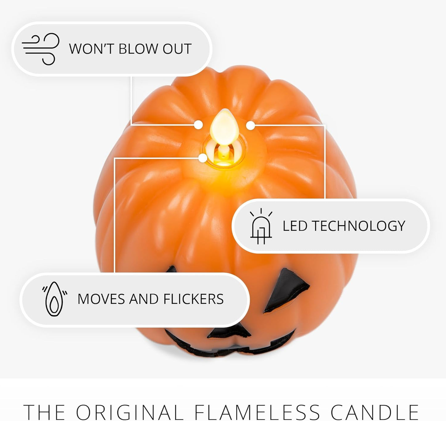 Luminara Jack-o-Lantern Pumpkins Indoor Candle for Decor, 4"x4.3", Russet Orange (Used)