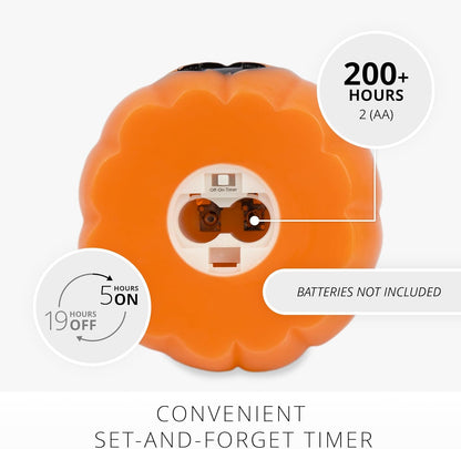 Luminara Jack-o-Lantern Pumpkins Indoor Candle for Decor, 4"x4.3", Russet Orange (Used)