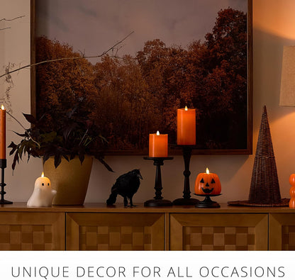 Luminara Jack-o-Lantern Pumpkins Indoor Candle for Decor, 4"x4.3", Russet Orange (Used)