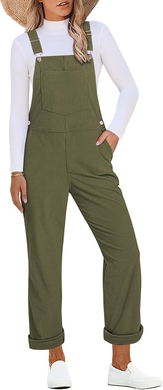 luvamia Corduroy Loose Fit Baggy Casual Adjustable Women's Overalls with Pockets (Used)