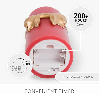Luminara Flameless Battery Operated LED Red Pillar Candle, Timer Moving Flame (Like New)