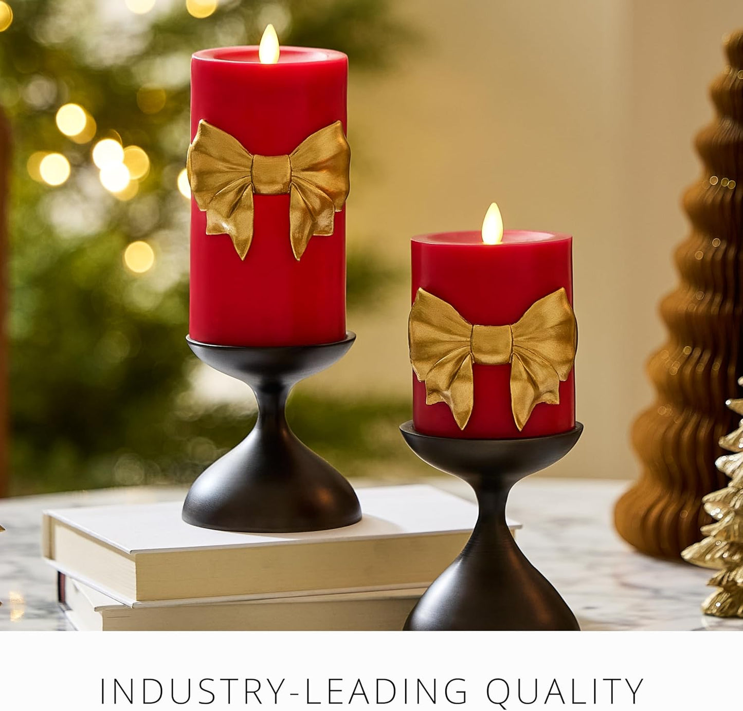 Luminara Flameless Battery Operated LED Red Pillar Candle, Timer Moving Flame (Like New)