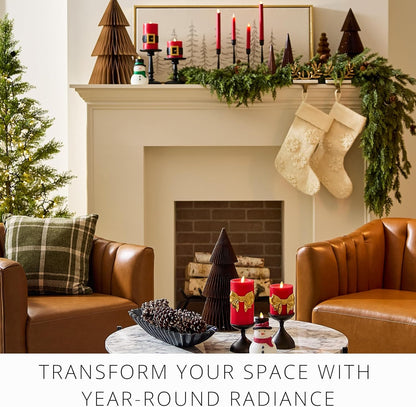 Luminara Flameless Battery Operated LED Red Pillar Candle, Timer Moving Flame (Like New)