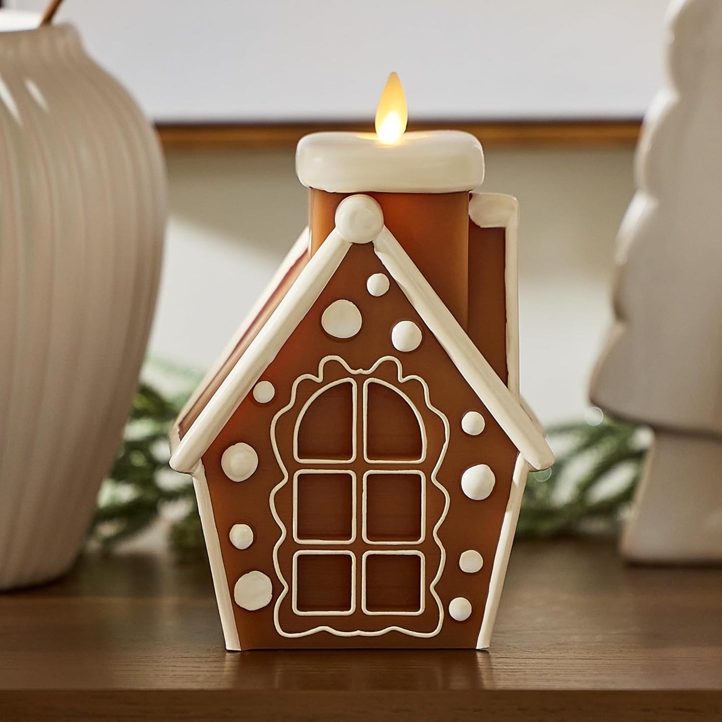 Luminara Flameless Battery Operated Led Candle, 4.5" x 6.7", Gingerbread House (Like New)