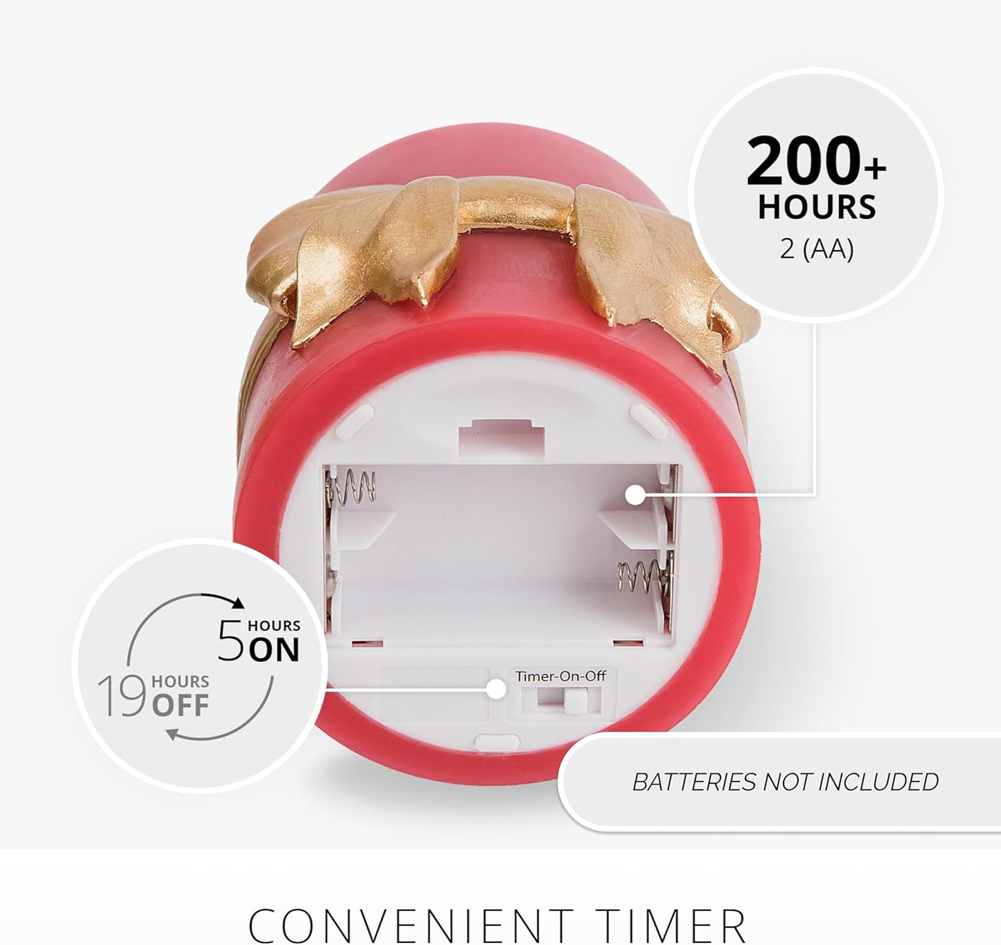 Luminara Flameless Battery Operated LED Red Pillar Candle, Timer Moving Flame (Used)