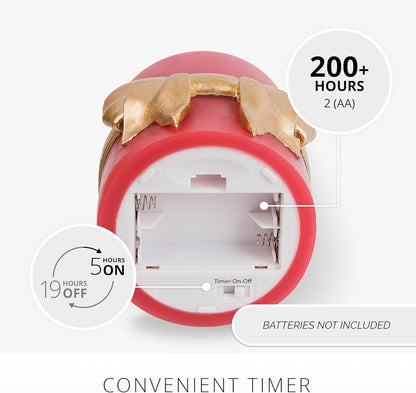 Luminara Flameless Battery Operated LED Red Pillar Candle, Timer Moving Flame (Used)