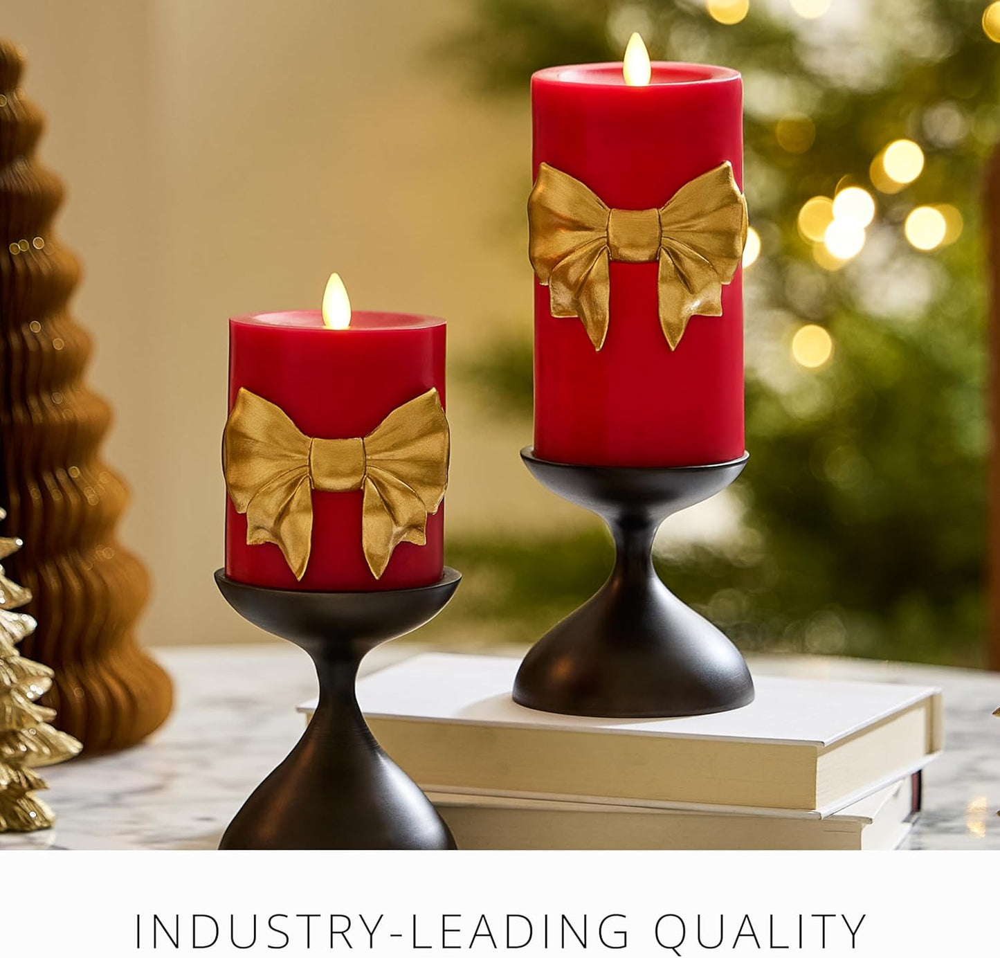 Luminara Flameless Battery Operated LED Red Pillar Candle, Timer Moving Flame (Used)