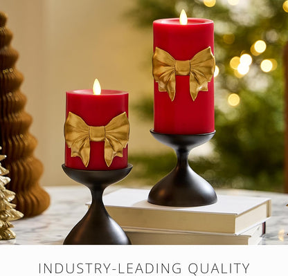 Luminara Flameless Battery Operated LED Red Pillar Candle, Timer Moving Flame (Used)