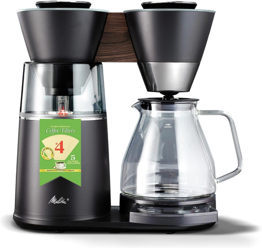 Melitta Vision 12-Cup Automatic Drip Coffee Machines, 1100W - Matte Black & Wood (Like New)