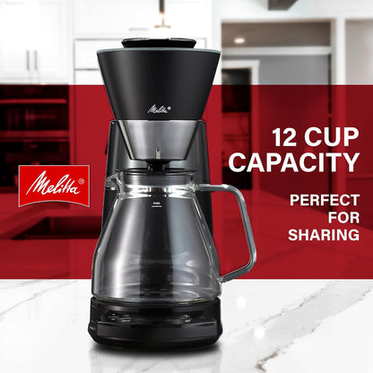 Melitta Vision 12-Cup Automatic Drip Coffee Machines, 1100W - Matte Black & Wood (Like New)