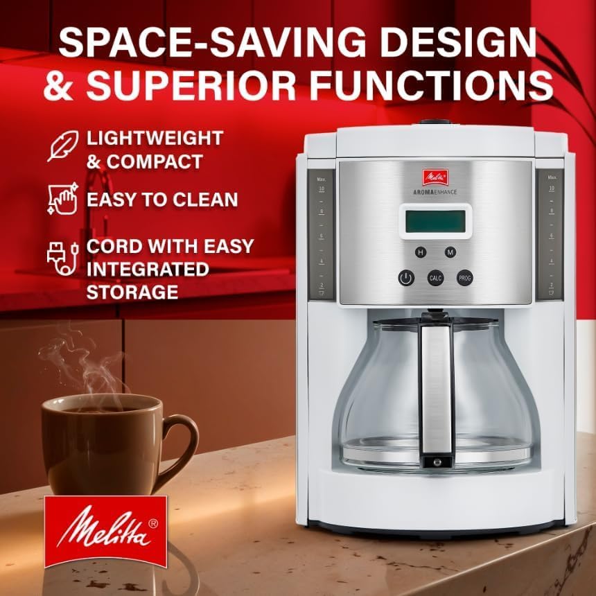 Melitta 10-Cup Fully Automatic Drip Coffee Makers w/ 5-Pack Coffee Filter, 900W (Like New)