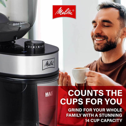 Melitta Molino Flat Burr Coffee Grinder with Safety Lock, 14 Cups, 120V - Black (Like New)