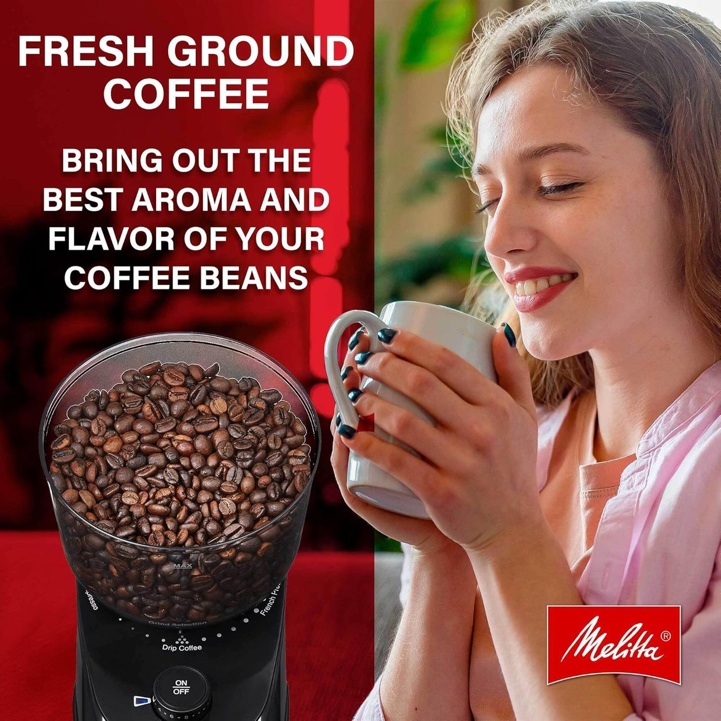 Melitta Molino Flat Burr Coffee Grinder with Safety Lock, 14 Cups, 120V - Black (Like New)