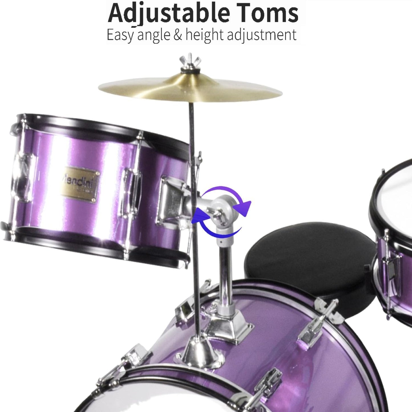 Mendini By Cecilio 3 Piece Junior Drum Set with Snare, Cymbal, Seat & Drumsticks (Like New)