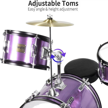 Mendini By Cecilio 3 Piece Junior Drum Set with Snare, Cymbal, Seat & Drumsticks (Like New)