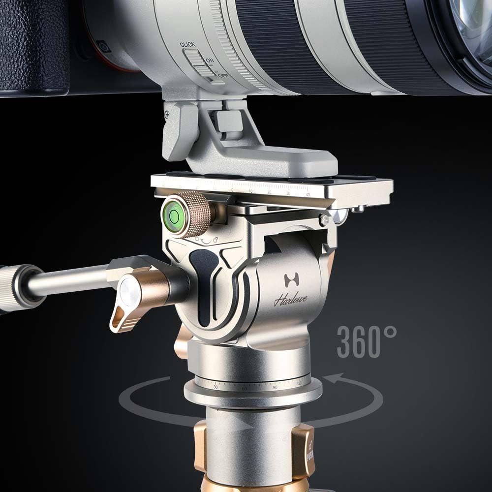 HARLOWE Carbon Fiber Quick Rlease Monopod Stand and Fluid Head for Photographer (Used, No Retail Box)