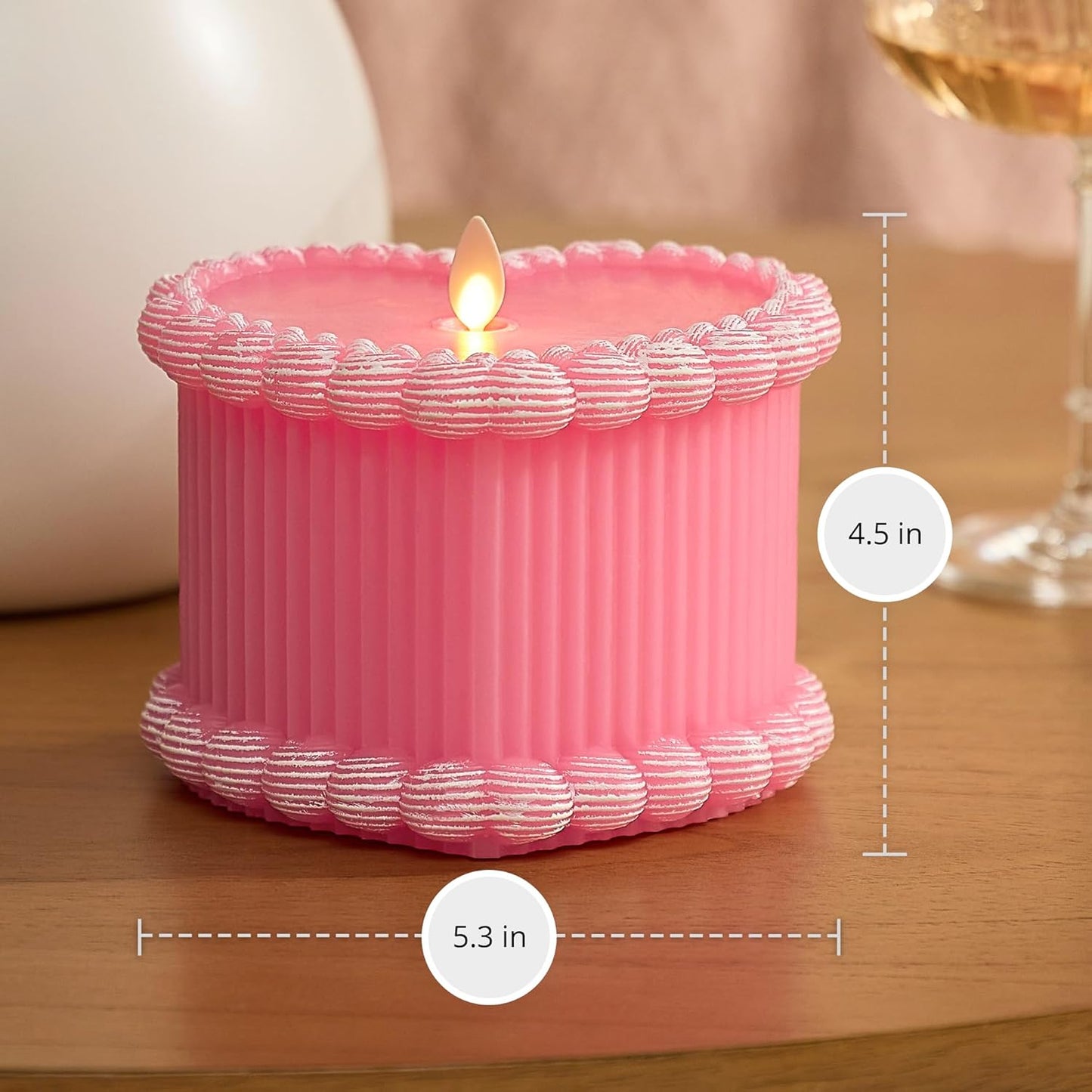 Luminara Flameless Battery Operated LED Candle for Decor, 5.3"x4.5" - Sweet Pink (Used)